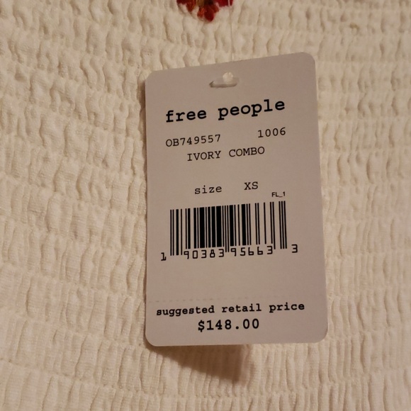 NWT Free People XS ivory peasant dress - Picture 2 of 8